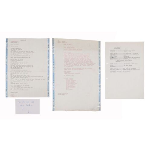 Lot # 709. The Reinhold Mack Collection: Jim Beach Handwritten Note, ''Foolin' Around'' Typed Lyrics, Album Credits List and Letter ### FREDDIE MERCURY