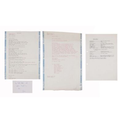 Lot # 709. The Reinhold Mack Collection: Jim Beach Handwritten Note, ''Foolin' Around'' Typed Lyrics, Album Credits List and Letter ### FREDDIE MERCURY