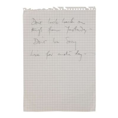 Lot # 710. The Reinhold Mack Collection: Freddie Mercury Handwritten ''Mr. Bad Guy (Bad Circulation Version)'' Opening Verse Lyrics ### FREDDIE MERCURY