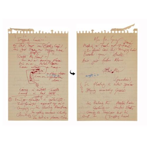 Lot # 711. The Reinhold Mack Collection: Freddie Mercury Handwritten ''Mr. Bad Guy'' Working Lyrics ### FREDDIE MERCURY
