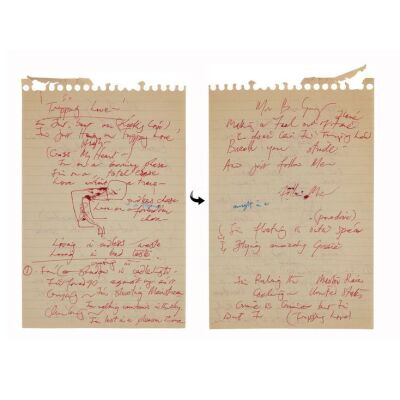Lot # 711. The Reinhold Mack Collection: Freddie Mercury Handwritten ''Mr. Bad Guy'' Working Lyrics ### FREDDIE MERCURY