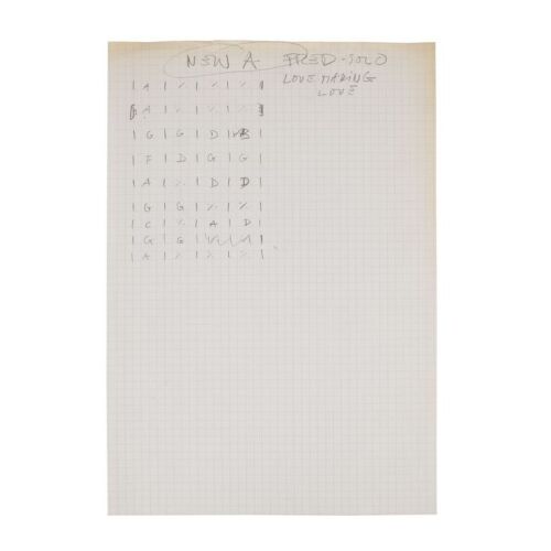 Lot # 712. The Reinhold Mack Collection: Freddie Mercury Handwritten ''Love Making Love'' Chord Progression Sheet ### FREDDIE MERCURY