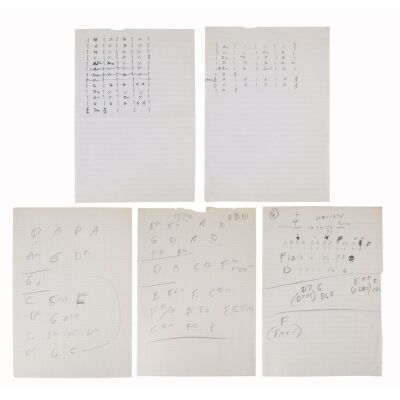 Lot # 713. The Reinhold Mack Collection: Set of Five Handwritten Chord Progression Note Sheets ### FREDDIE MERCURY