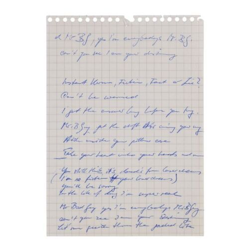 Lot # 717. The Reinhold Mack Collection: Freddie Mercury Handwritten ''Mr. Bad Guy'' Working Draft Lyrics ### FREDDIE MERCURY