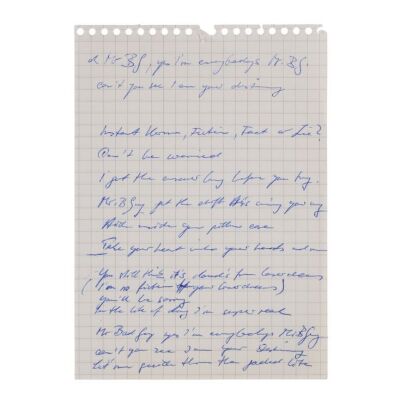 Lot # 717. The Reinhold Mack Collection: Freddie Mercury Handwritten ''Mr. Bad Guy'' Working Draft Lyrics ### FREDDIE MERCURY