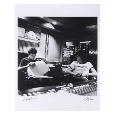 Lot # 722. The Peter Hince Collection: Silver Gelatin Reinhold Mack-Autographed John Deacon Working on "Another One Bites the Dust" at Musicland Studios Exhibition Print, 1980 ### QUEEN