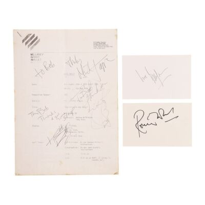 Lot # 749. Mick Jagger, Keith Richards, And Charlie Watts-Autographed "One Hit (To The Body)" Video Shoot Call Sheet With Ronnie Wood And Bill Wyman-Autographed Papers ### ROLLING STONES, THE