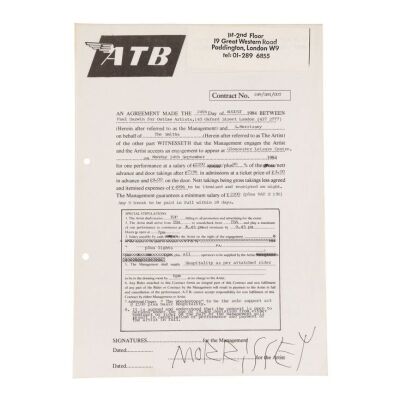 Lot # 771. Morrissey-Signed UK Gloucester Leisure Centre Contract, 1984 ### SMITHS, THE