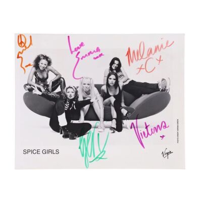 Lot # 776. Mel B, Victoria Beckham, Geri Halliwell, Melanie C and Emma Bunton-Autographed Promotional Photograph ### SPICE GIRLS