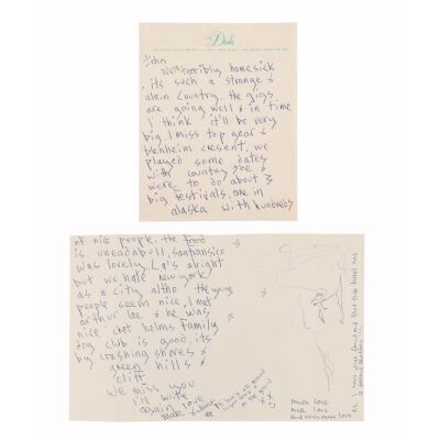 Lot # 784. Marc Bolan's Handwritten Letter and Drawing to John Peel, 1969 ### T. REX