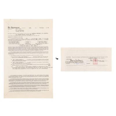 Lot # 785. Marc Bolan-Signed Song Royalties Contract ### T. REX