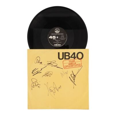 Lot # 797. Ali Campbell, Astro, Robin Campbell, Earl Falconer, Brian Travers, Norman Hassan, Mickey Virtue and Jimmy Brown-Autographed &ldquo;Tyler / Adella / Little By Little&rdquo; Vinyl ### UB40