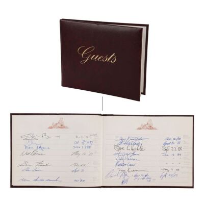 Lot # 798. Guests Music Studio Book Autographed by Steven Tyler, Alice Cooper, Bryan Adams, Joan Jett, Joe Perry and Others ### VARIOUS ARTISTS