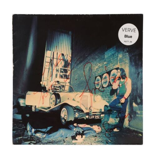 Lot # 802. Simon Jones, Simon Tong, Nick McCabe, and Peter Salisbury-Autographed "Blue" Vinyl Sleeve ### VERVE, THE