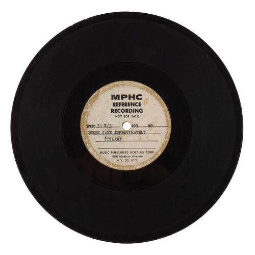 Lot # 439. &ldquo;Queen Jane Approximately" Acetate ### BOB DYLAN
