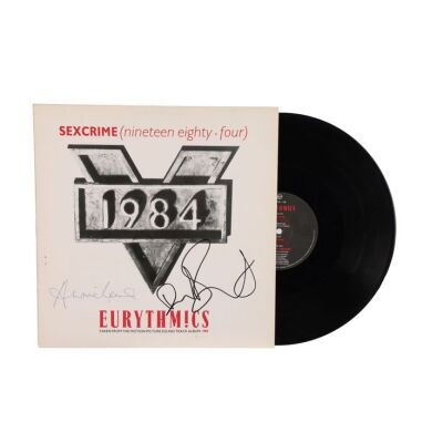Lot # 499. Annie Lennox and Dave Stewart-Autographed ''Sexcrime (Nineteen Eighty-Four)'' Sleeve and Vinyl ### EURYTHMICS