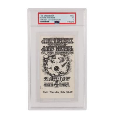 Lot # 518. PSA Graded Original ''Bill Graham Presents'' The Jimi Hendrix Experience Fillmore/Winterland Opening Night Concert Ticket, 1968 ### JIMI HENDRIX