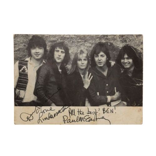 Lot # 426. Paul McCartney, Denny Laine and Linda McCartney-Autographed Postcard ### WINGS