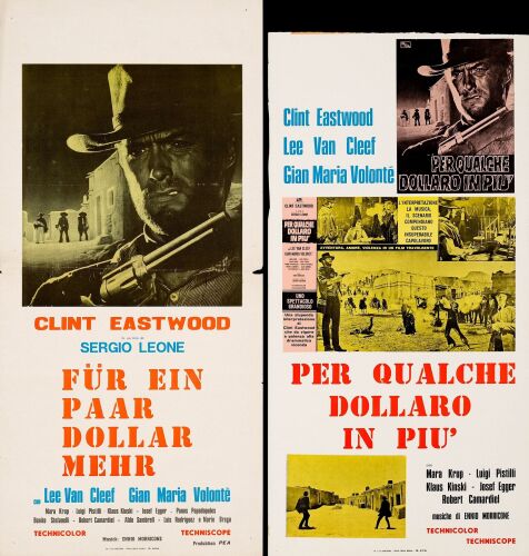 16. Italian Locandinas (2) (13" x 26", 13" x 27.5"); The Nicola Bais Collection; Country-of-Origin, German Export Style (1); Fine+ Folded ### FOR A FEW DOLLARS MORE (1965)
