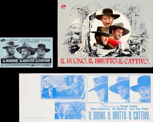 23. Italian Premiere Hardcover Program and Heralds (2) (12.25" x 8.5", 8.75" x 6.5", 7" x 4"); The Nicola Bais Collection; Country-of-Origin; Very Fine+ ### THE GOOD, THE BAD AND THE UGLY (1966)