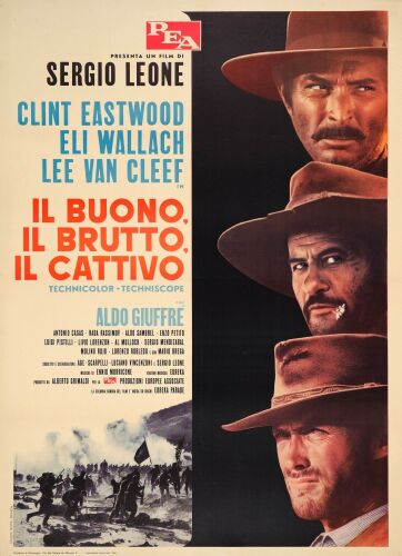 24. Italian Two Fogli (39.5" x 54.5"); The Nicola Bais Collection; Country-of-Origin; Very Fine+ on Linen ### THE GOOD, THE BAD AND THE UGLY (1966)