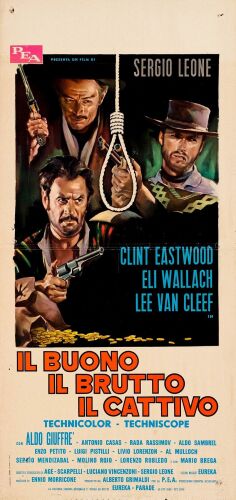 25. Italian Locandina (13" x 27.5"); The Nicola Bais Collection; Country-of-Origin; Fine+ Folded ### THE GOOD, THE BAD AND THE UGLY (R-1969)