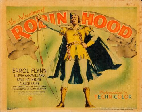 32. Title Lobby Card (11" x 14"); Linen Finish; Fine+ ### THE ADVENTURES OF ROBIN HOOD (1938)