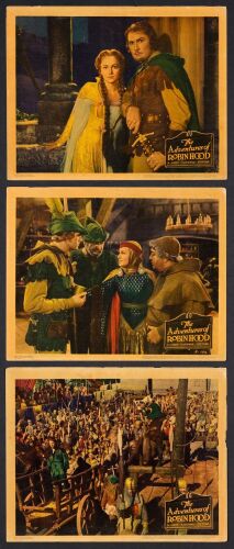 33. Lobby Cards (3) (11" x 14"); Linen Finish; Fine+ ### THE ADVENTURES OF ROBIN HOOD (1938)