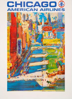 48. Travel Poster (30" x 40.75"); Very Fine+ on Linen ### AMERICAN AIRLINES - CHICAGO (c.1965)