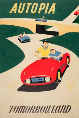 91. Full-Bleed Silkscreen Attraction Poster (36" x 53.75"); Fine on Linen ### DISNEYLAND: AUTOPIA (1955)