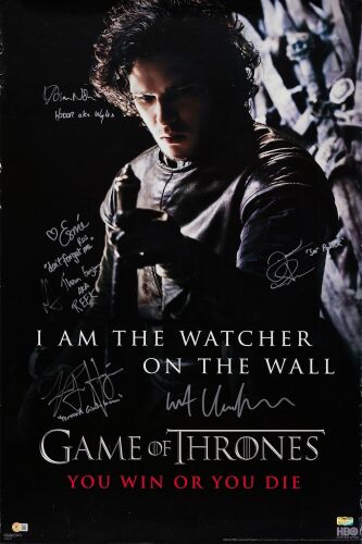 114. Promotional Poster (24" x 36") Signed by Kit Harington, Alfie Allen, Esme Bianco, Kristian Nairn, Daniel Portman and Kristofer Hivju (Beckett COA); Very Fine- Rolled ### GAME OF THRONES (2011)