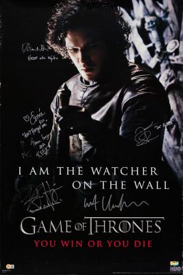 114. Promotional Poster (24" x 36") Signed by Kit Harington, Alfie Allen, Esme Bianco, Kristian Nairn, Daniel Portman and Kristofer Hivju (Beckett COA); Very Fine- Rolled ### GAME OF THRONES (2011)