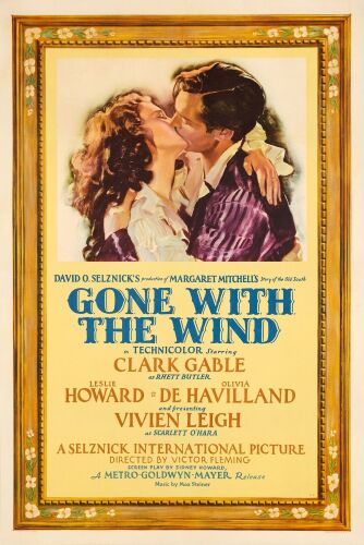 120. One Sheet (27" x 41"); Roadshow Release Style D.F.; Very Fine- on Linen ### GONE WITH THE WIND (1939)