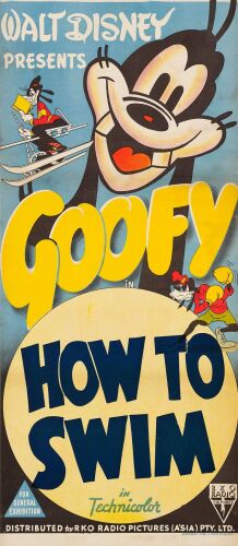 123. Australian Daybill (13.25" x 30"); Hand Lithograph; Very Fine on Linen ### GOOFY IN HOW TO SWIM (1942)