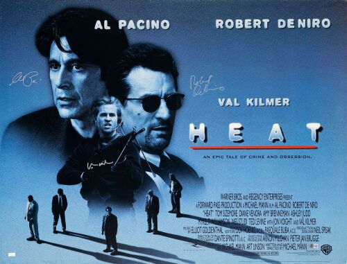 131. Full-Bleed British Quad (40" x 30.5") Signed by Al Pacino, Robert DeNiro and Val Kilmer (Beckett COA); Very Fine+ on Linen ### HEAT (1995)