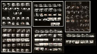 142. Vintage Original B&W Single-Weight Glossy Contact Sheets (5) With 2 Bonus Strips (8" x 10", 8" x 1.5"); From the Estate of Sanford H. Roth; Very Fine ### JAMES DEAN B&W CONTACT SHEETS BY SANFORD ROTH (1955)