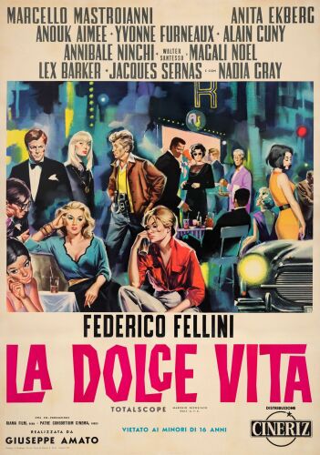 174. Italian Four Fogli (55" x 77.5"); Country-of-Origin, Style B; Very Fine Folded ### LA DOLCE VITA (1960)
