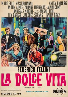174. Italian Four Fogli (55" x 77.5"); Country-of-Origin, Style B; Very Fine Folded ### LA DOLCE VITA (1960)