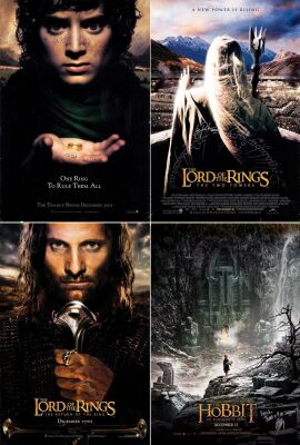 180. One Sheets (4) (27" x 40") Signed by Peter Jackson, Fran Walsh, Sean Bean, Elijah Wood, Orlando Bloom, Barrie Osborne, Christian Rivers and Others (JSA COA); Advance (4), Double-Sided (3); Very F ### LORD OF THE RINGS TRILOGY AND THE HOBBIT: THE DESO
