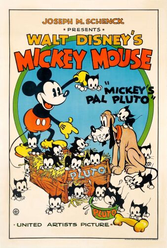 192. One Sheet (28" x 41.25"); Stone Lithograph; Very Fine on Linen ### MICKEY'S PAL PLUTO (1933)