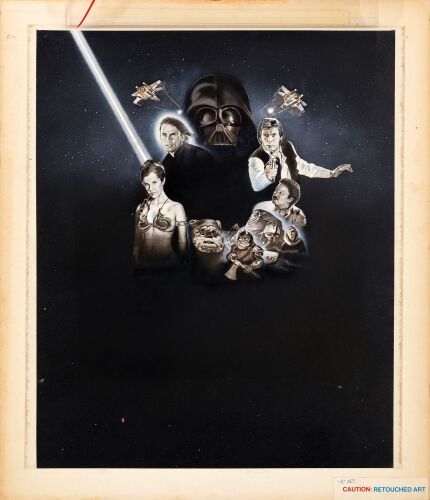 257. Mockup B&W Retouched Artwork (23" x 27"); Very Fine+ ### STAR WARS: RETURN OF THE JEDI (1983)