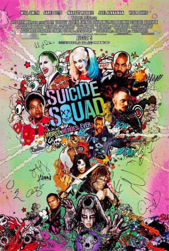 263. Full-Bleed One Sheet (27" x 40") Signed by Margot Robbie, Cara Delevingne, Jai Courtney, Jay Hernandez, Adewale Akinnuoye-Agbaje, Joel Kinnaman, David Ayer, Karen Fukuhara and Adam Beach (JSA COA ### SUICIDE SQUAD (2016)