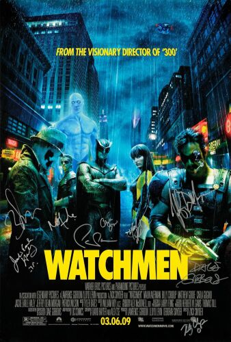 289. One Sheet (27" x 40") Signed by Zack Snyder, Dave Gibbons, Jackie Earle Haley, Malin Akerman, Matthew Goode, Jeffrey Dean Morgan, Patrick Wilson, Carla Gugino and Billy Crudup (JSA COA); Double-S ### WATCHMEN (2009)