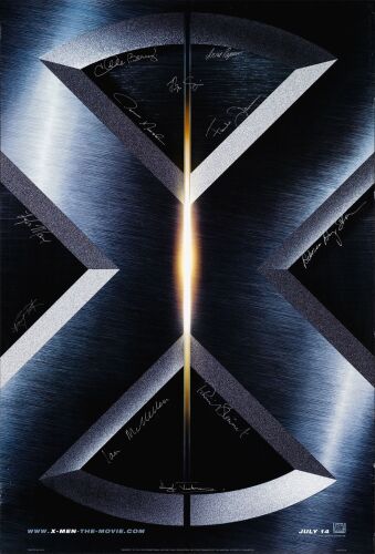 290. One Sheet (27" x 40") Signed by Hugh Jackman, Ian McKellen, Patrick Stewart, Ray Park, Tyler Mane, Rebecca Romijn, Famke Janssen, James Marsden, Anna Paquin, Halle Berry and Bryan Singer (Directo ### X-MEN (2000)