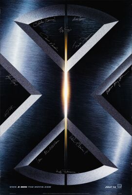290. One Sheet (27" x 40") Signed by Hugh Jackman, Ian McKellen, Patrick Stewart, Ray Park, Tyler Mane, Rebecca Romijn, Famke Janssen, James Marsden, Anna Paquin, Halle Berry and Bryan Singer (Directo ### X-MEN (2000)