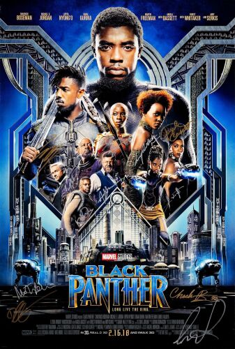 68. One Sheet (27" x 40") Signed by Chadwick Boseman, Michael B. Jordan, Angela Bassett, Lupita Nyong'o, Ryan Coogler (Director) and 7 Others (JSA COA); Double-Sided Advance; Very Fine+ Rolled ### BLACK PANTHER (2018)