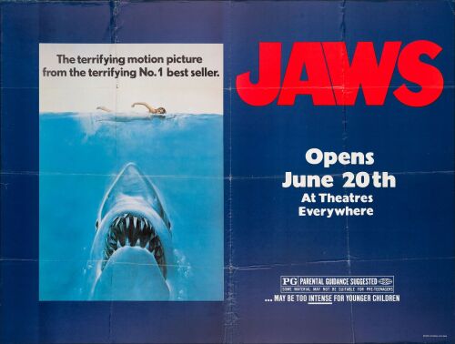 159. New York Subway Poster (59.5" x 44.5"); The Collection of the Late J. Stephen Ryan; Advance; Fine+ Folded ### JAWS (1975)