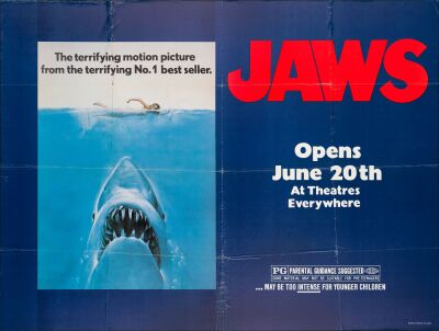 159. New York Subway Poster (59.5" x 44.5"); The Collection of the Late J. Stephen Ryan; Advance; Fine+ Folded ### JAWS (1975)