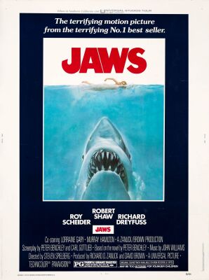 160. 30 x 40; Near Mint Rolled ### JAWS (1975)