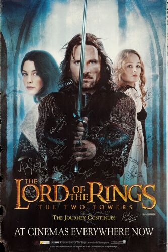 181. British Bus Shelter Poster (47.25" x 70.75") Signed by Elijah Wood and 26 others (Grad Authenticated); Double-Sided; Fine+ Rolled ### LORD OF THE RINGS, THE: THE TWO TOWERS (2002)